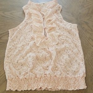 Forever 21 Blush lace ruffle top